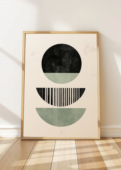 Cuadro Decorativo Trendy, Semicirculos Negro Verde Agua