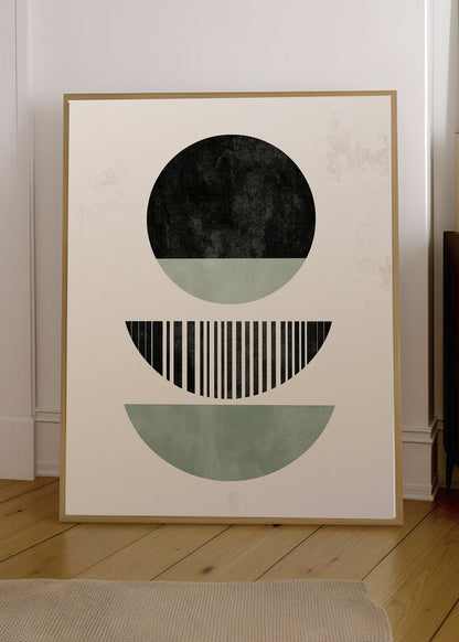 Cuadro Decorativo Trendy, Semicirculos Negro Verde Agua