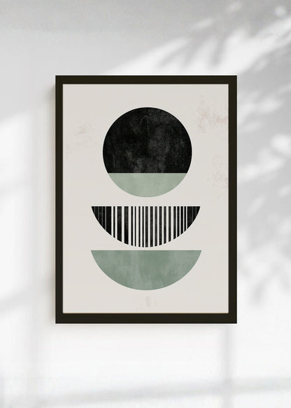 Cuadro Decorativo Trendy, Semicirculos Negro Verde Agua