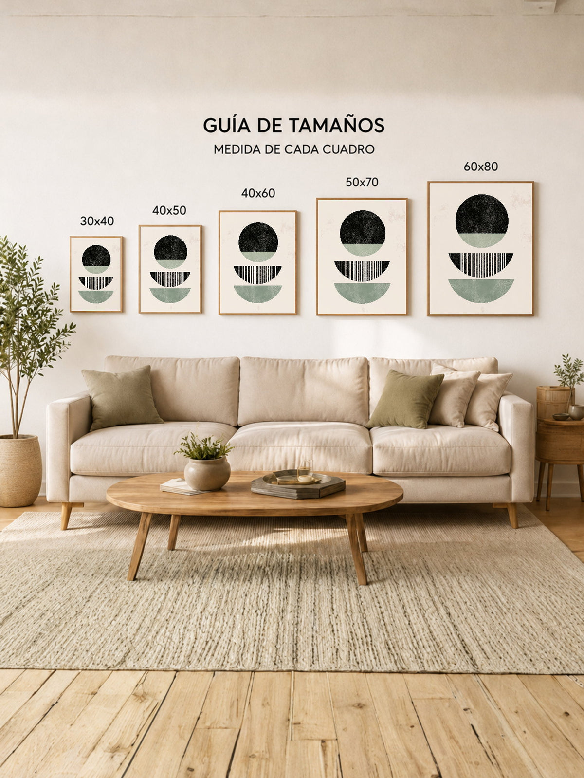 Cuadro Decorativo Trendy, Semicirculos Negro Verde Agua
