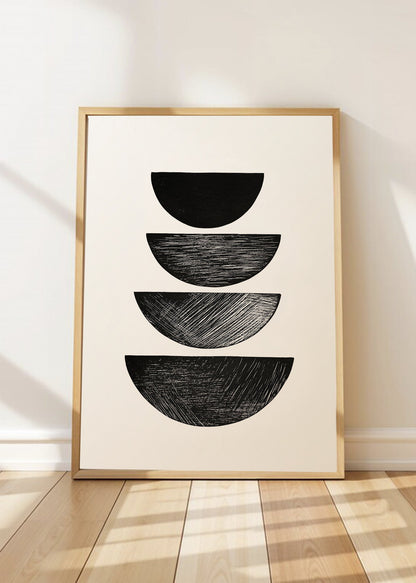Cuadro Decorativo Trendy, Semicirculos Negros Apilados