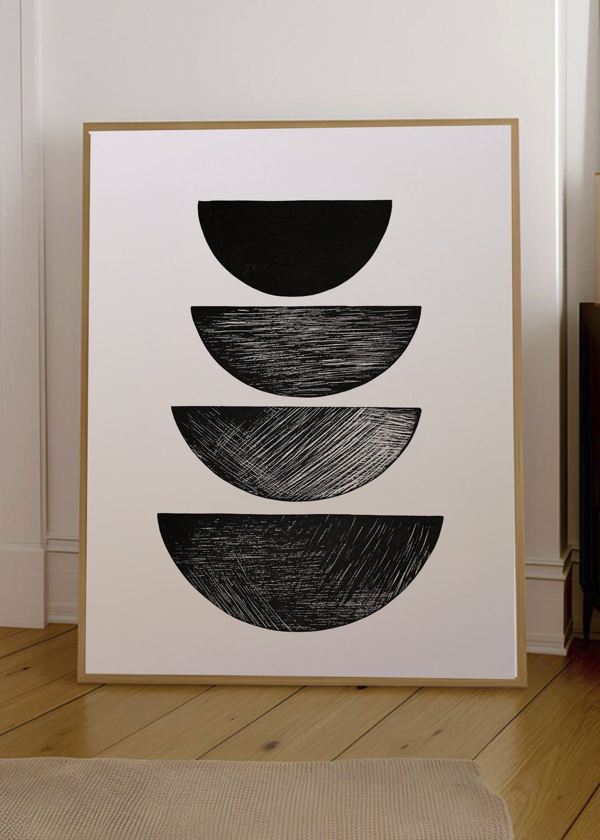 Cuadro Decorativo Trendy, Semicirculos Negros Apilados