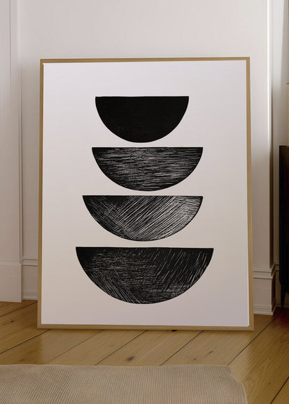 Cuadro Decorativo Trendy, Semicirculos Negros Apilados