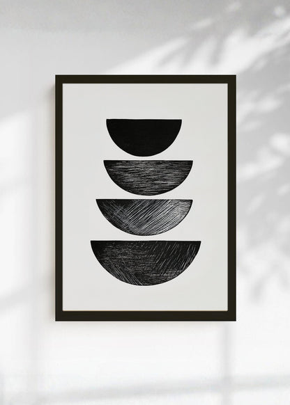 Cuadro Decorativo Trendy, Semicirculos Negros Apilados