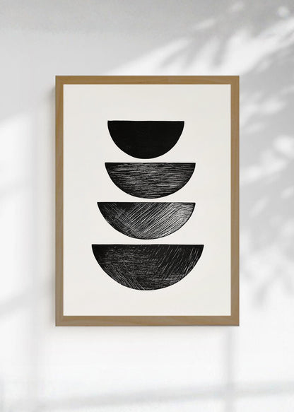 Cuadro Decorativo Trendy, Semicirculos Negros Apilados