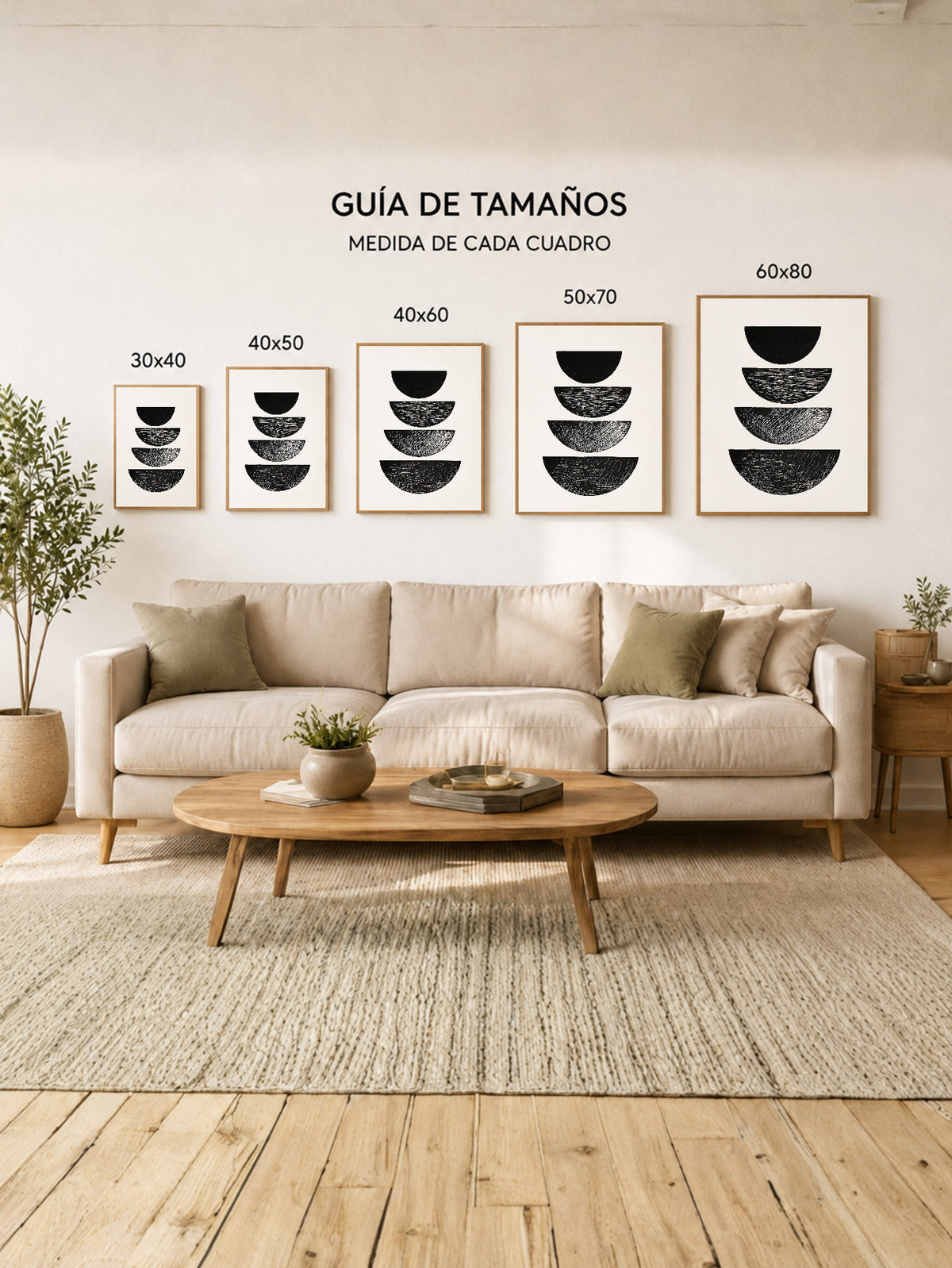 Cuadro Decorativo Trendy, Semicirculos Negros Apilados