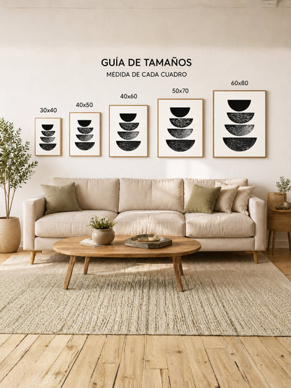 Cuadro Decorativo Trendy, Semicirculos Negros Apilados