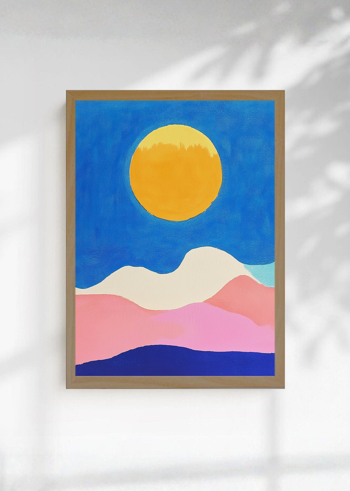 Cuadro Decorativo Trendy, Sol Amarillo Montañas Azul
