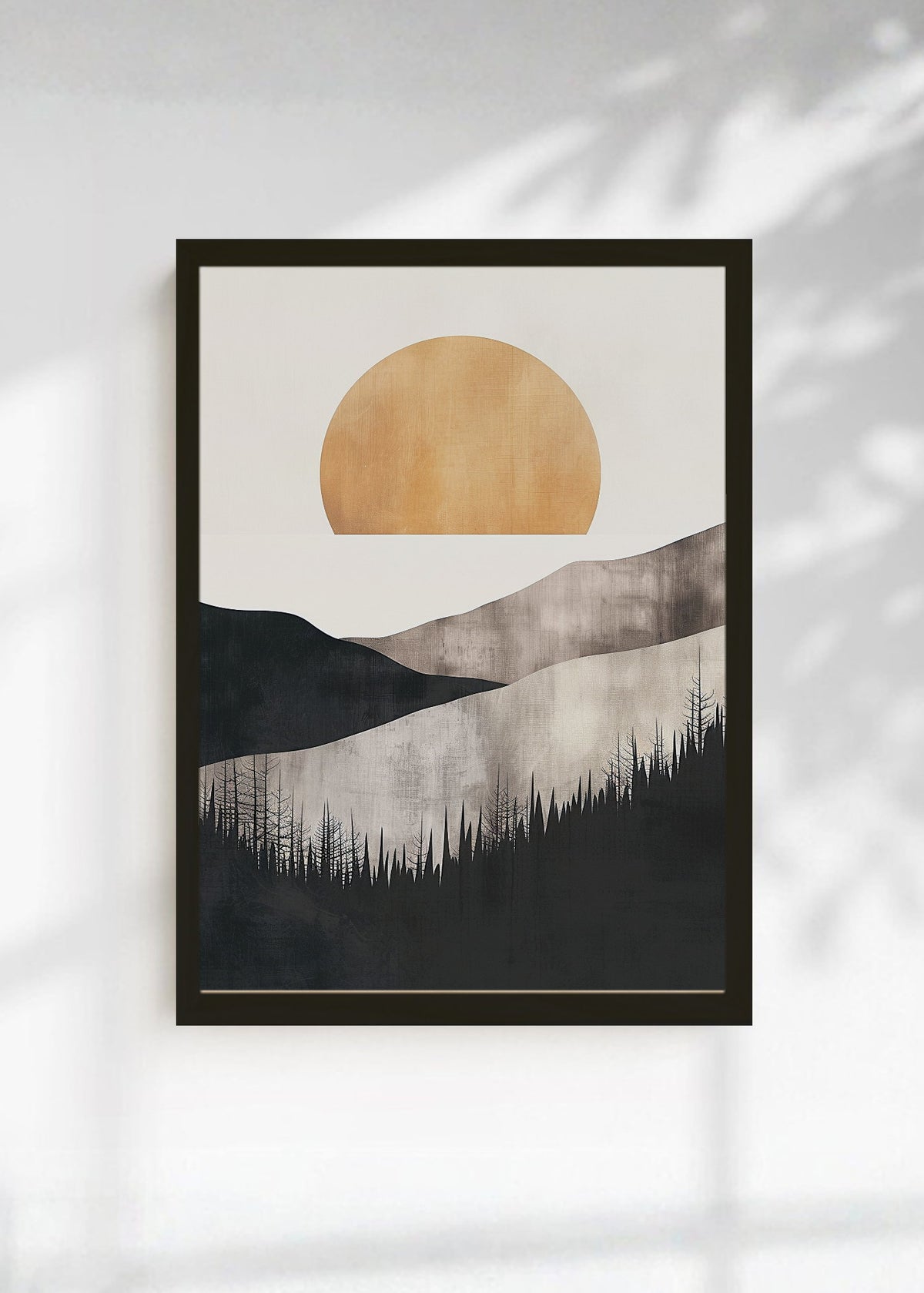 Cuadro Decorativo Trendy, Sol Dorado Montañas Bosque