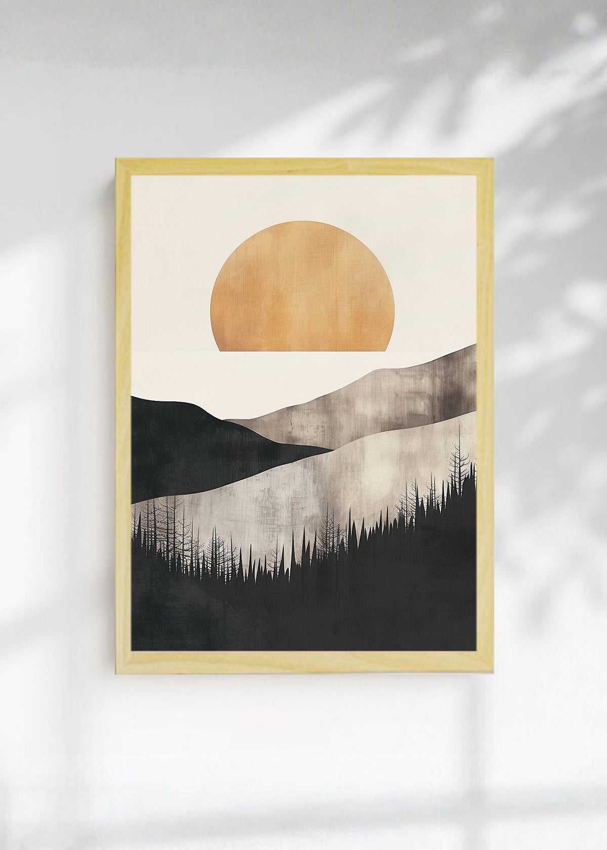 Cuadro Decorativo Trendy, Sol Dorado Montañas Bosque