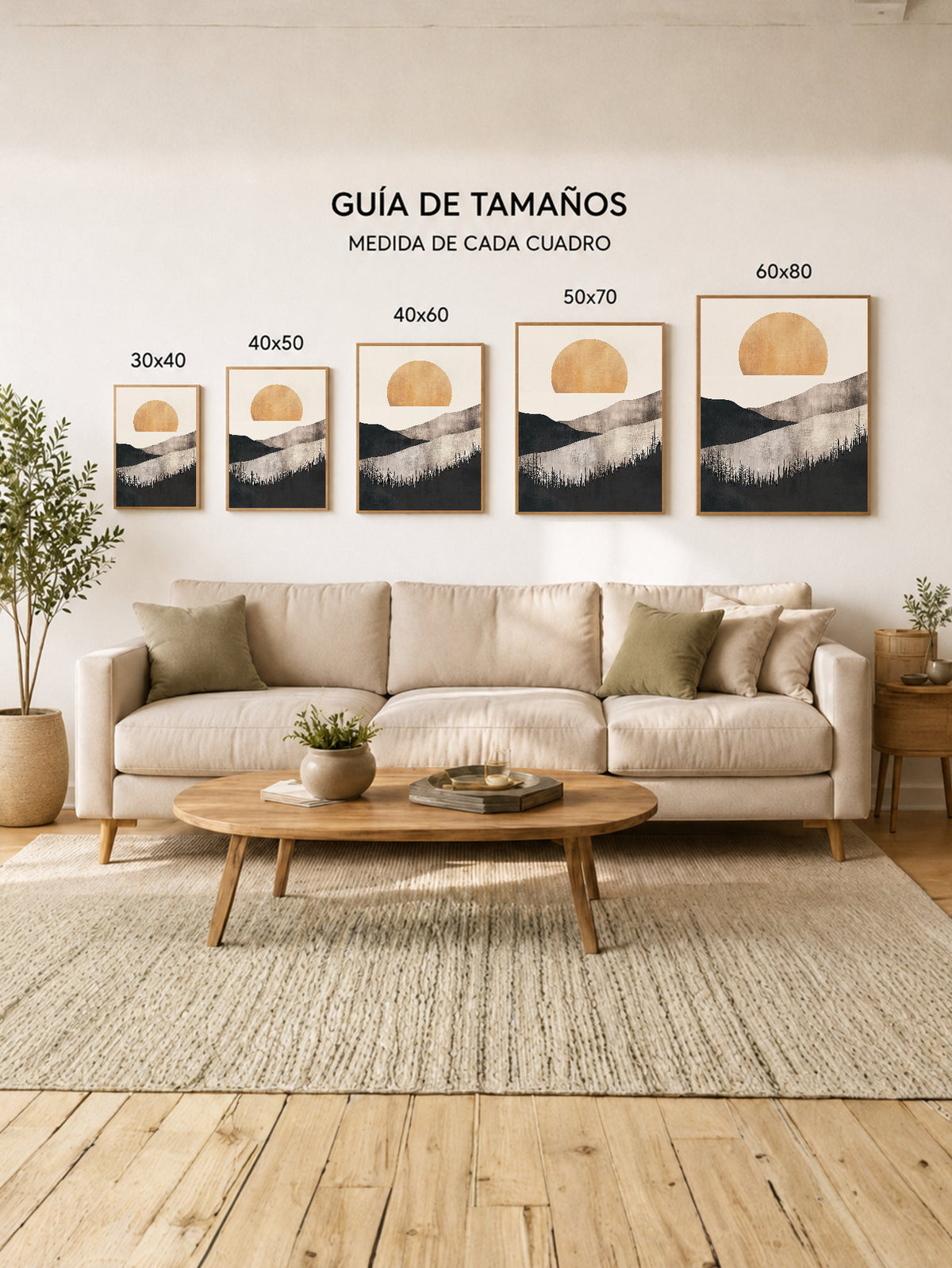 Cuadro Decorativo Trendy, Sol Dorado Montañas Bosque