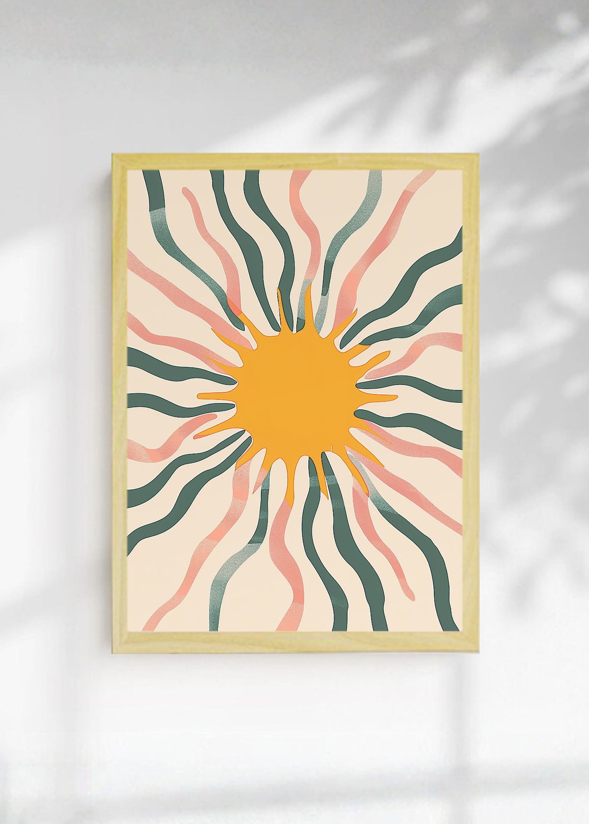 Cuadro Decorativo Trendy, Sol Rayos Verde Rosa