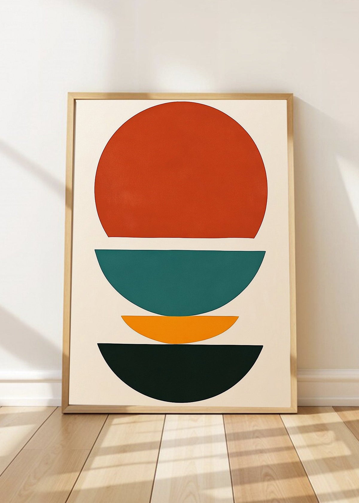 Cuadro Decorativo Trendy, Sol Rojo Capas Verde Naranja