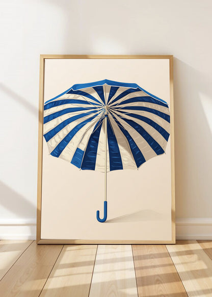 Cuadro Decorativo Trendy, Sombrilla Rayas Azul Crema