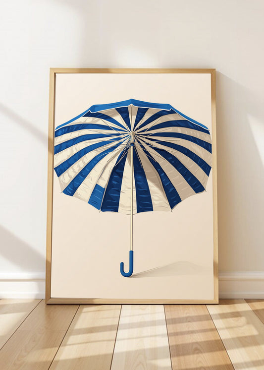 Cuadro Decorativo Trendy, Sombrilla Rayas Azul Crema