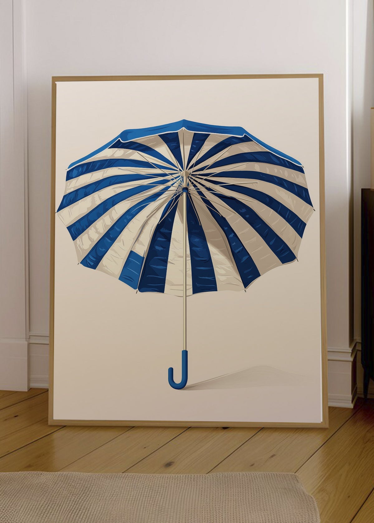 Cuadro Decorativo Trendy, Sombrilla Rayas Azul Crema