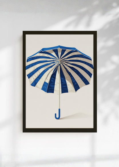 Cuadro Decorativo Trendy, Sombrilla Rayas Azul Crema