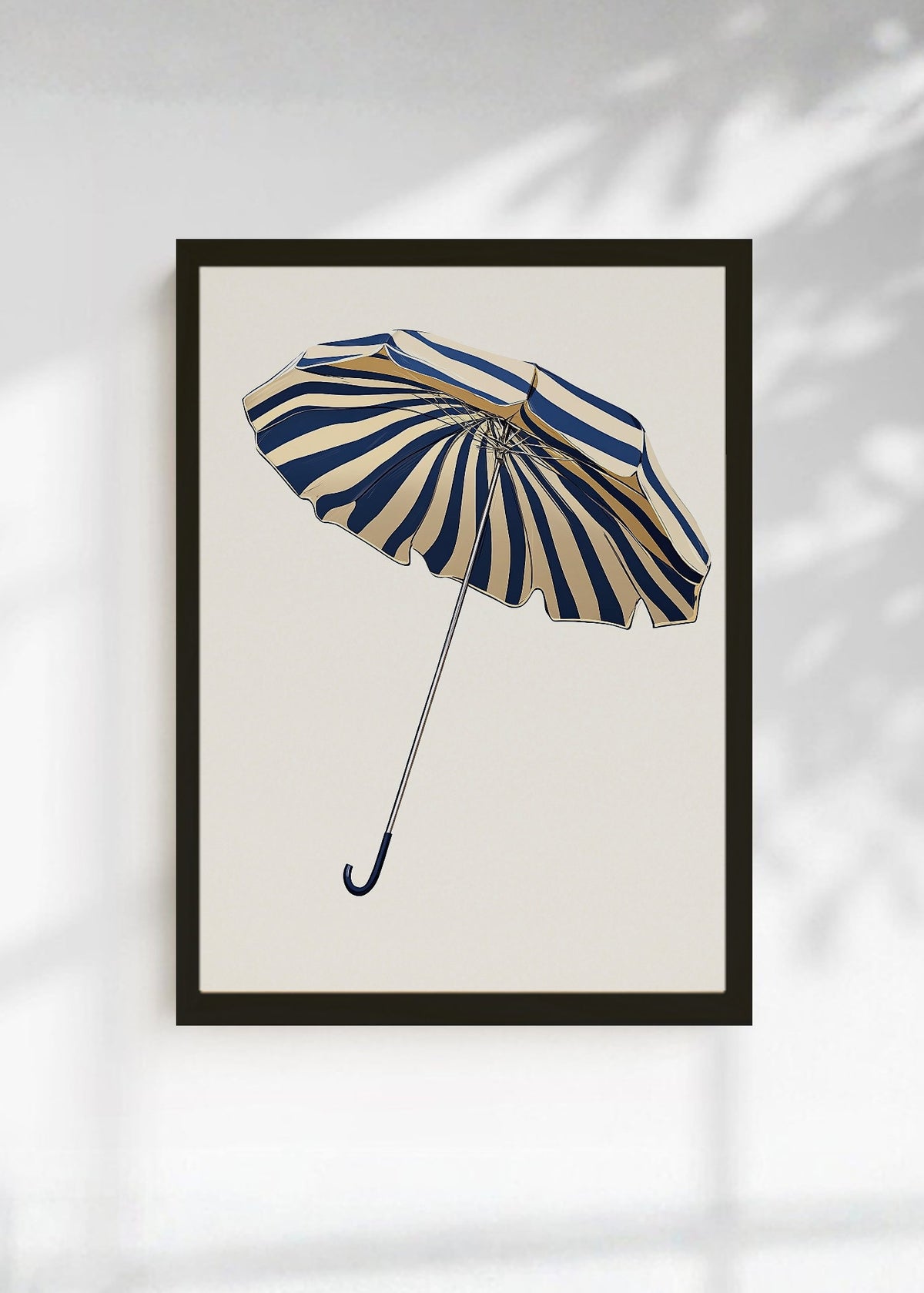 Cuadro Decorativo Trendy, Sombrilla Rayas Azul Dorado