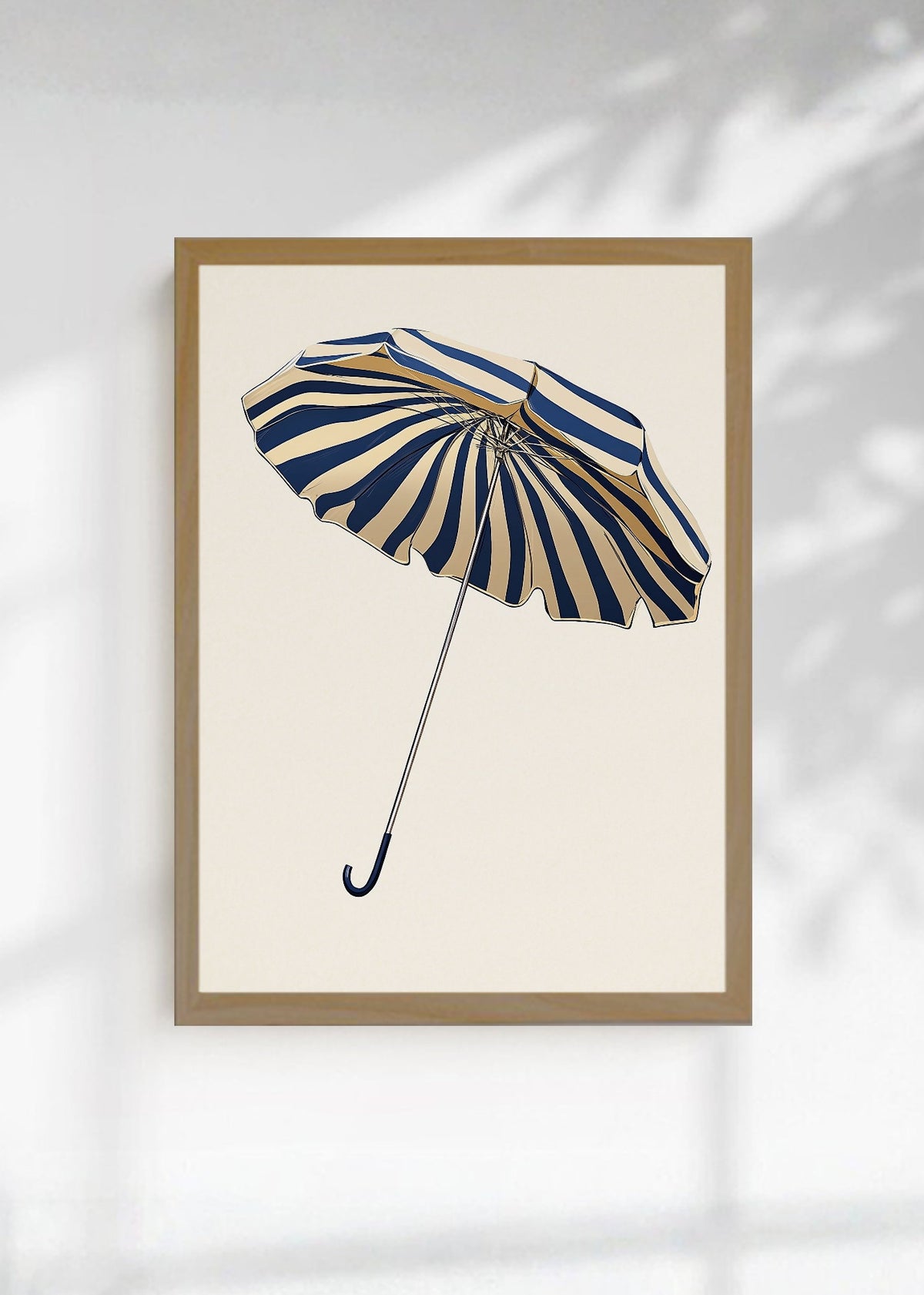 Cuadro Decorativo Trendy, Sombrilla Rayas Azul Dorado