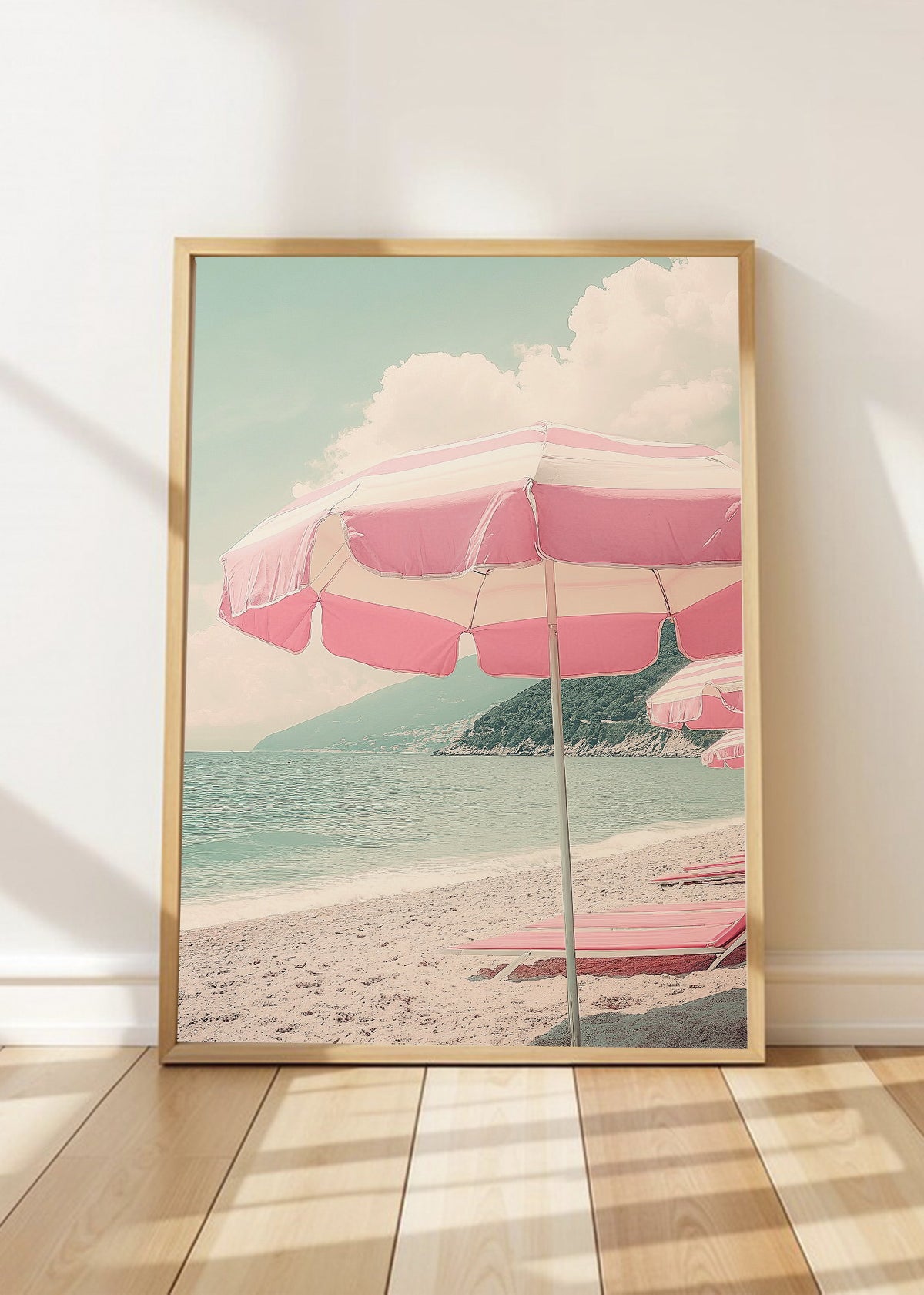 Cuadro Decorativo Trendy, Sombrilla Rayas Playa Pastel