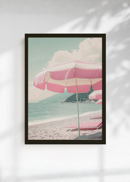 Cuadro Decorativo Trendy, Sombrilla Rayas Playa Pastel