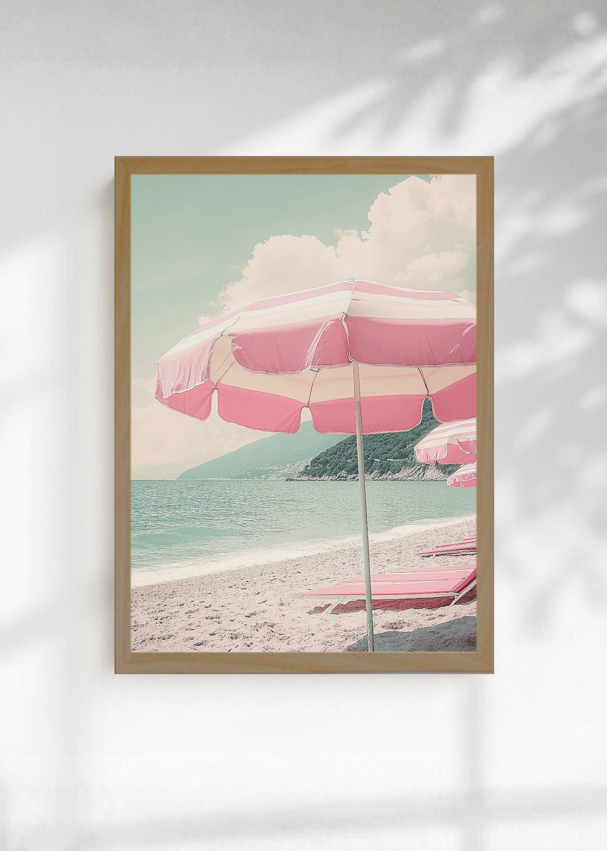 Cuadro Decorativo Trendy, Sombrilla Rayas Playa Pastel