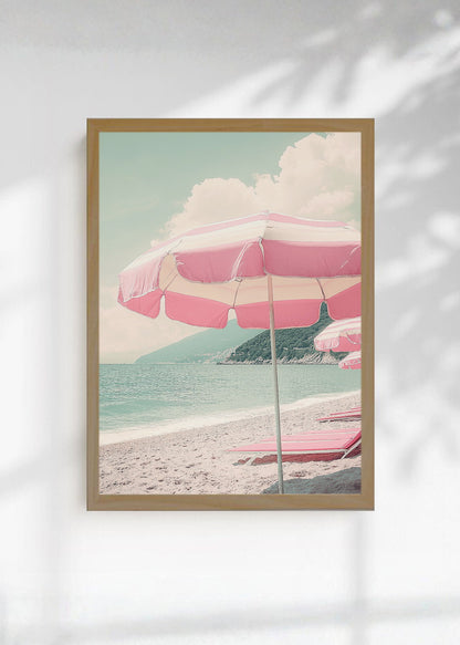 Cuadro Decorativo Trendy, Sombrilla Rayas Playa Pastel