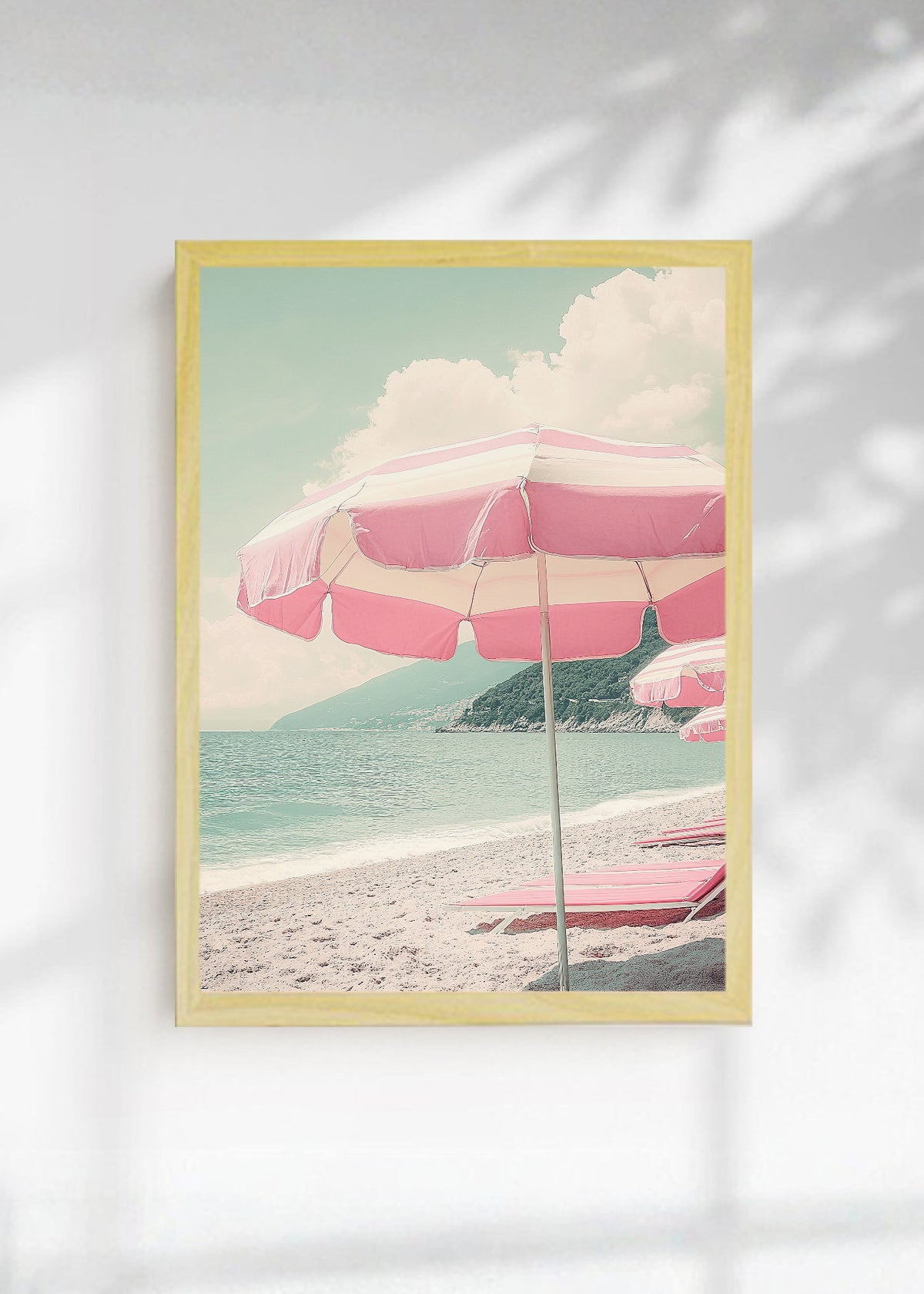 Cuadro Decorativo Trendy, Sombrilla Rayas Playa Pastel