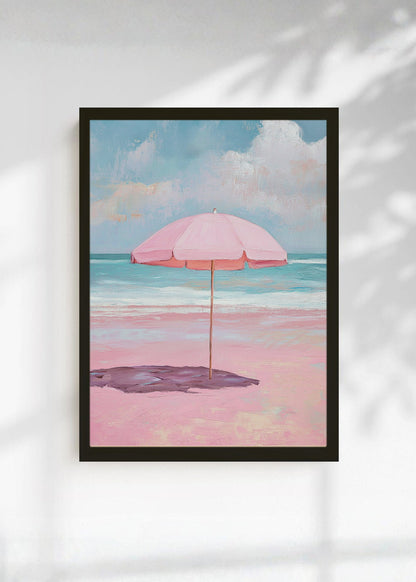 Cuadro Decorativo Trendy, Sombrilla Rosa Playa Pastel