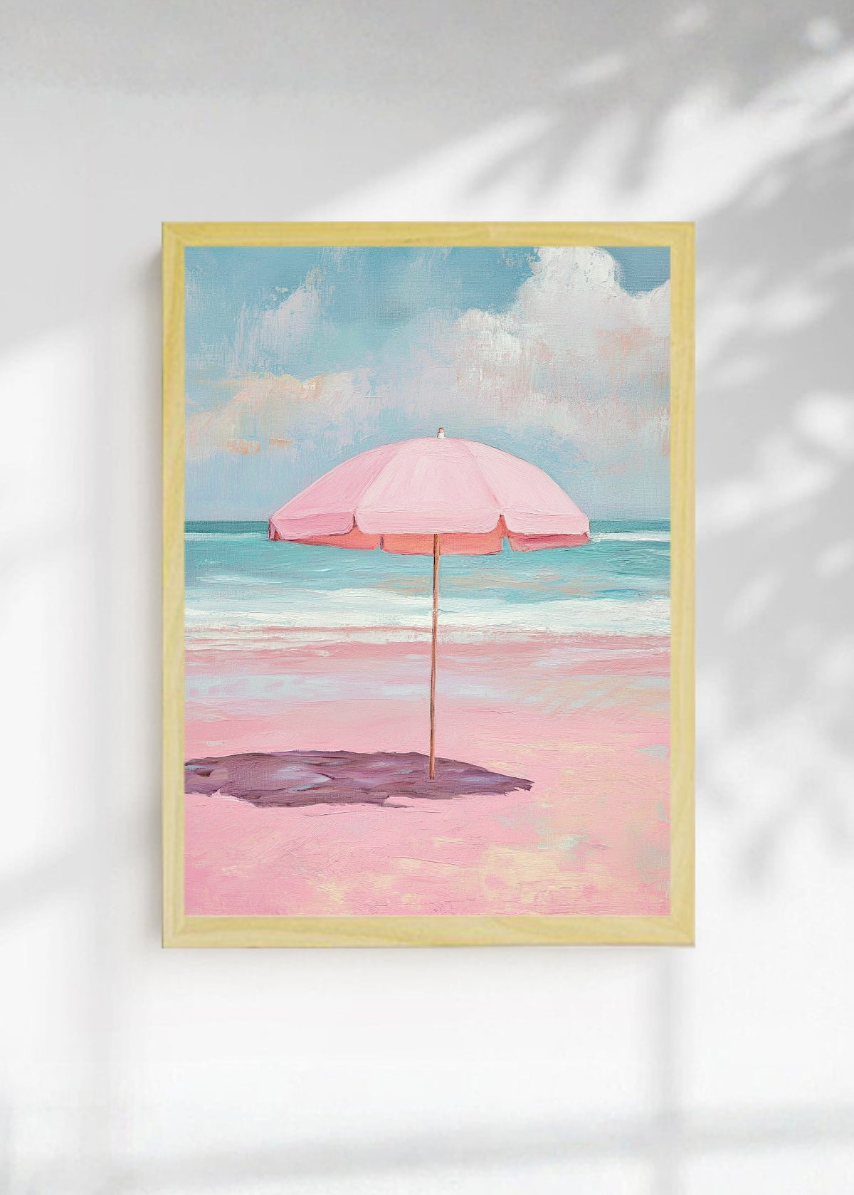 Cuadro Decorativo Trendy, Sombrilla Rosa Playa Pastel