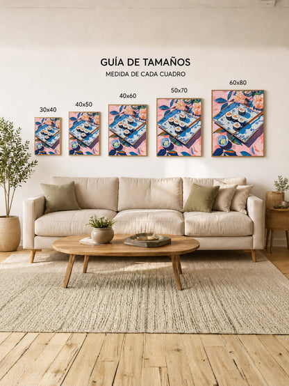 Cuadro Decorativo Trendy, Sushi Bandeja Azul Flores