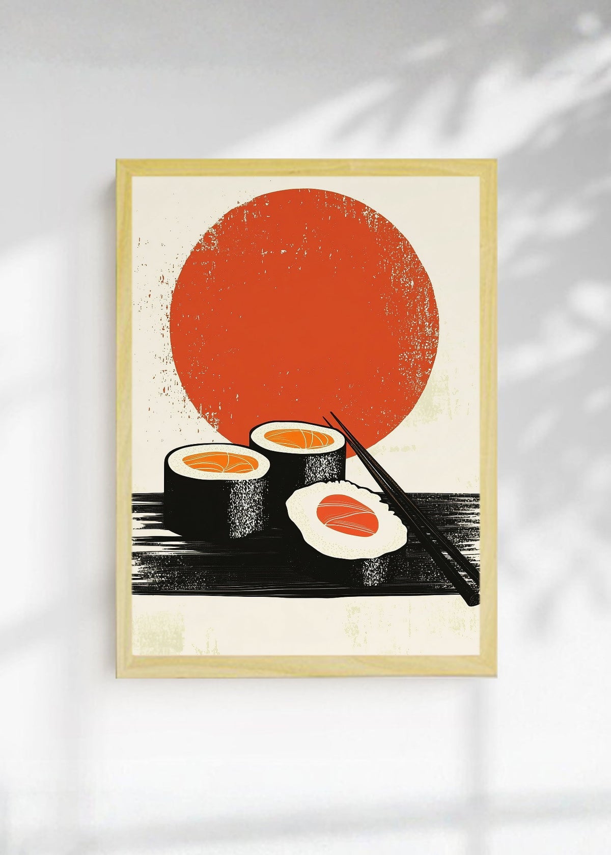 Cuadro Decorativo Trendy, Sushi Sol Rojo Minimal