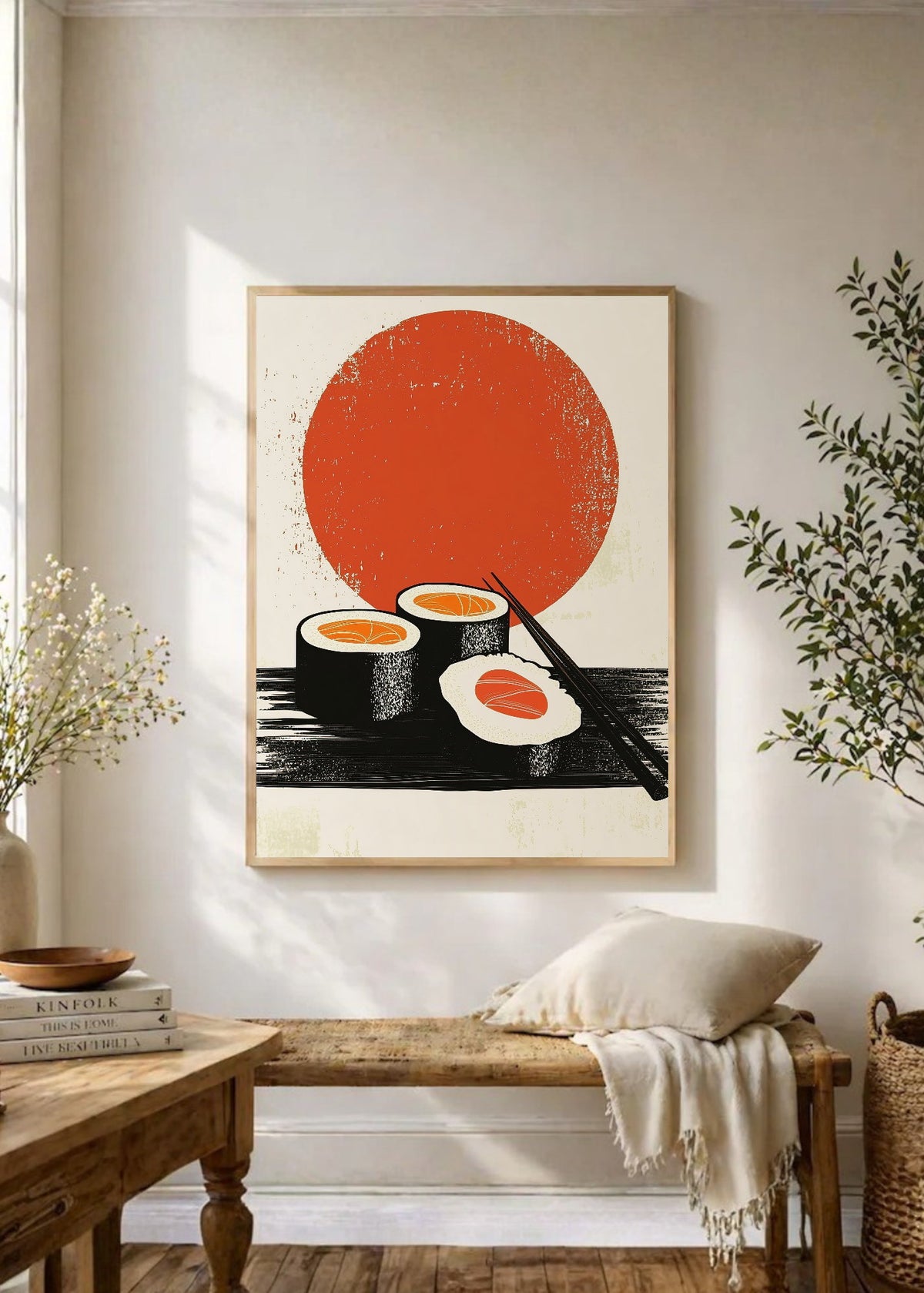 Cuadro Decorativo Trendy, Sushi Sol Rojo Minimal