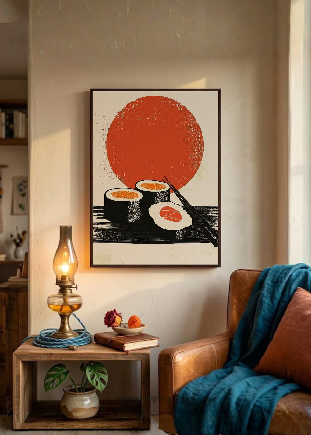 Cuadro Decorativo Trendy, Sushi Sol Rojo Minimal