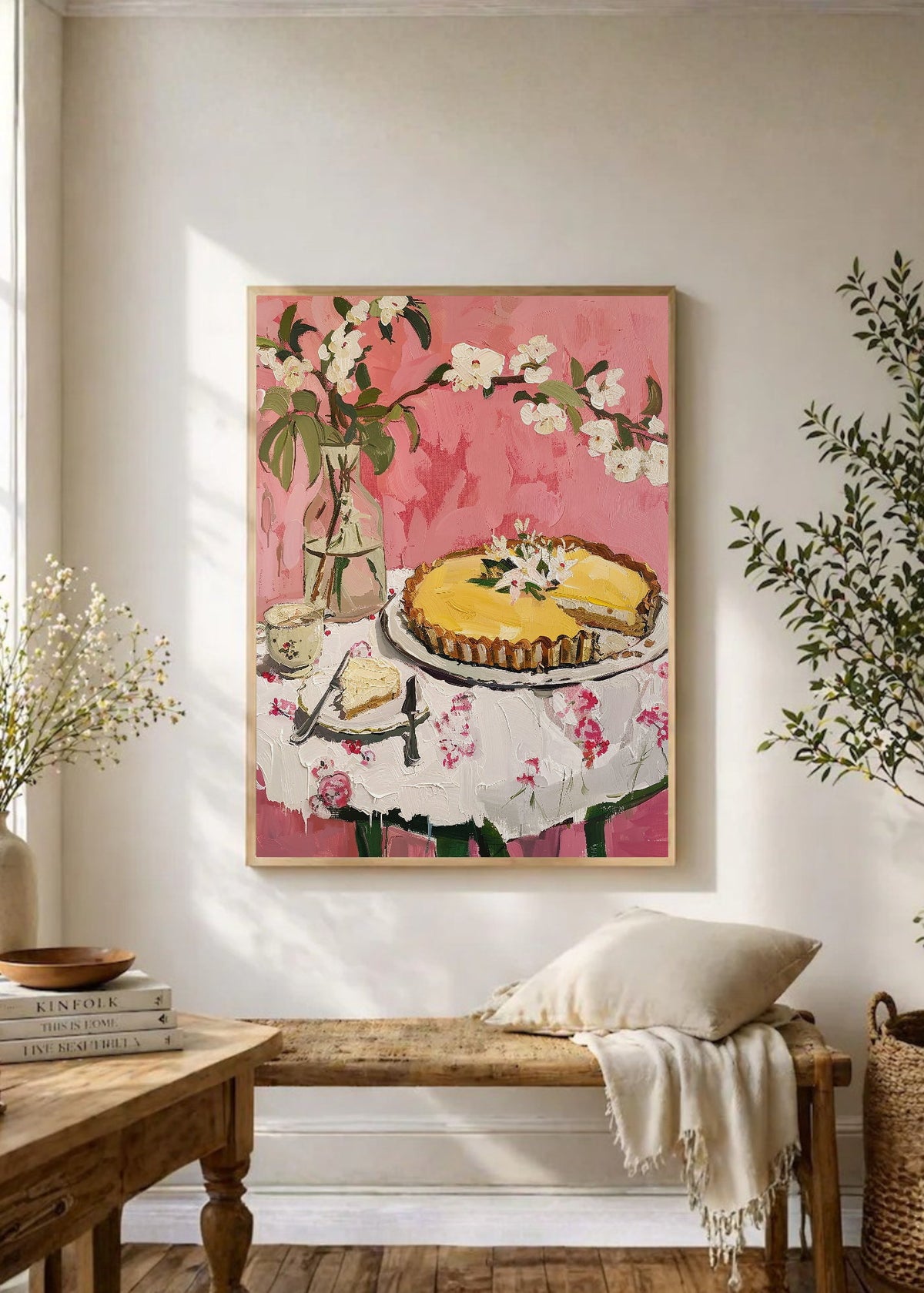 Cuadro Decorativo Trendy, Tarta Mesa Flores Rosa