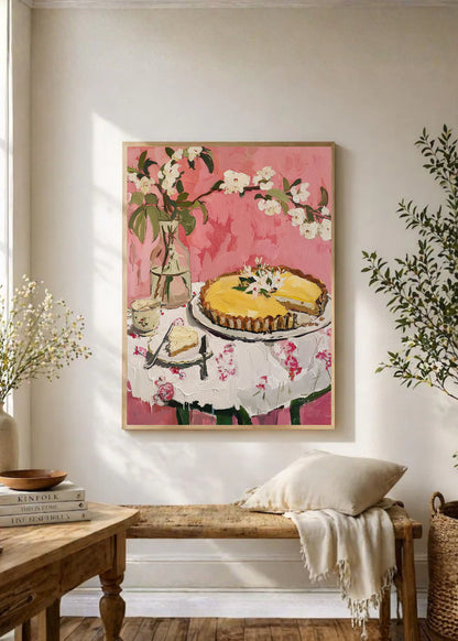 Cuadro Decorativo Trendy, Tarta Mesa Flores Rosa