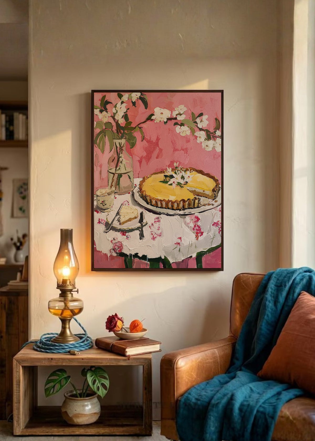 Cuadro Decorativo Trendy, Tarta Mesa Flores Rosa