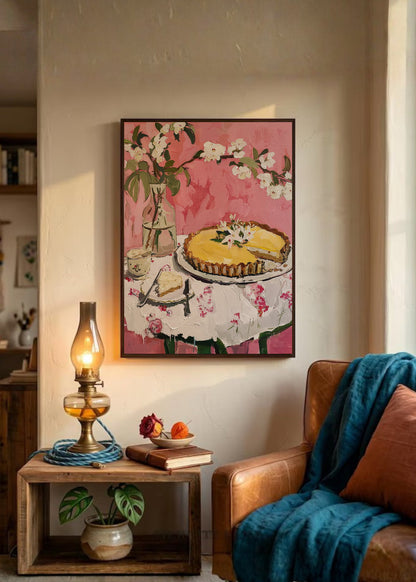 Cuadro Decorativo Trendy, Tarta Mesa Flores Rosa