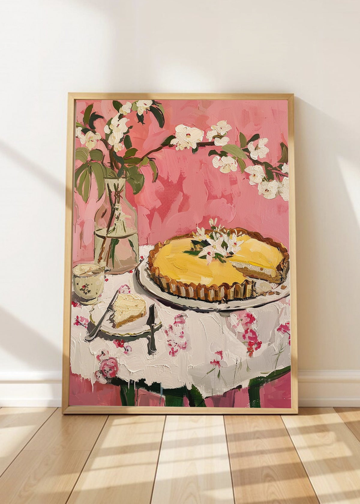 Cuadro Decorativo Trendy, Tarta Mesa Flores Rosa
