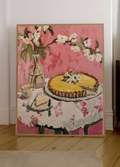 Cuadro Decorativo Trendy, Tarta Mesa Flores Rosa