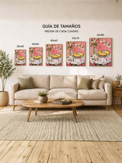 Cuadro Decorativo Trendy, Tarta Mesa Flores Rosa