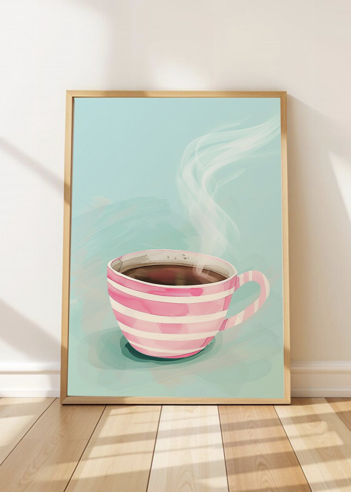 Cuadro Decorativo Trendy, Taza Café Rayas Rosa