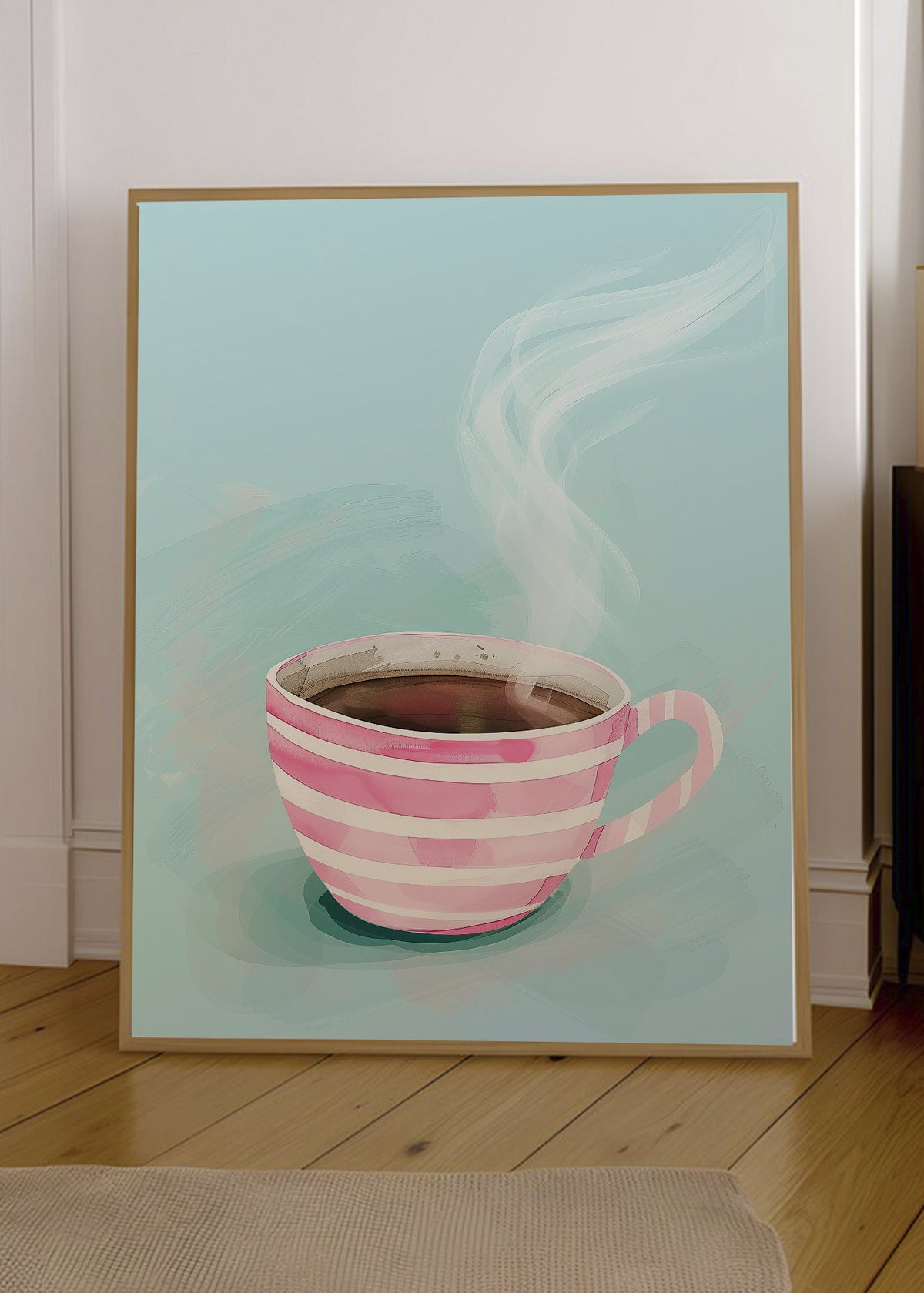 Cuadro Decorativo Trendy, Taza Café Rayas Rosa