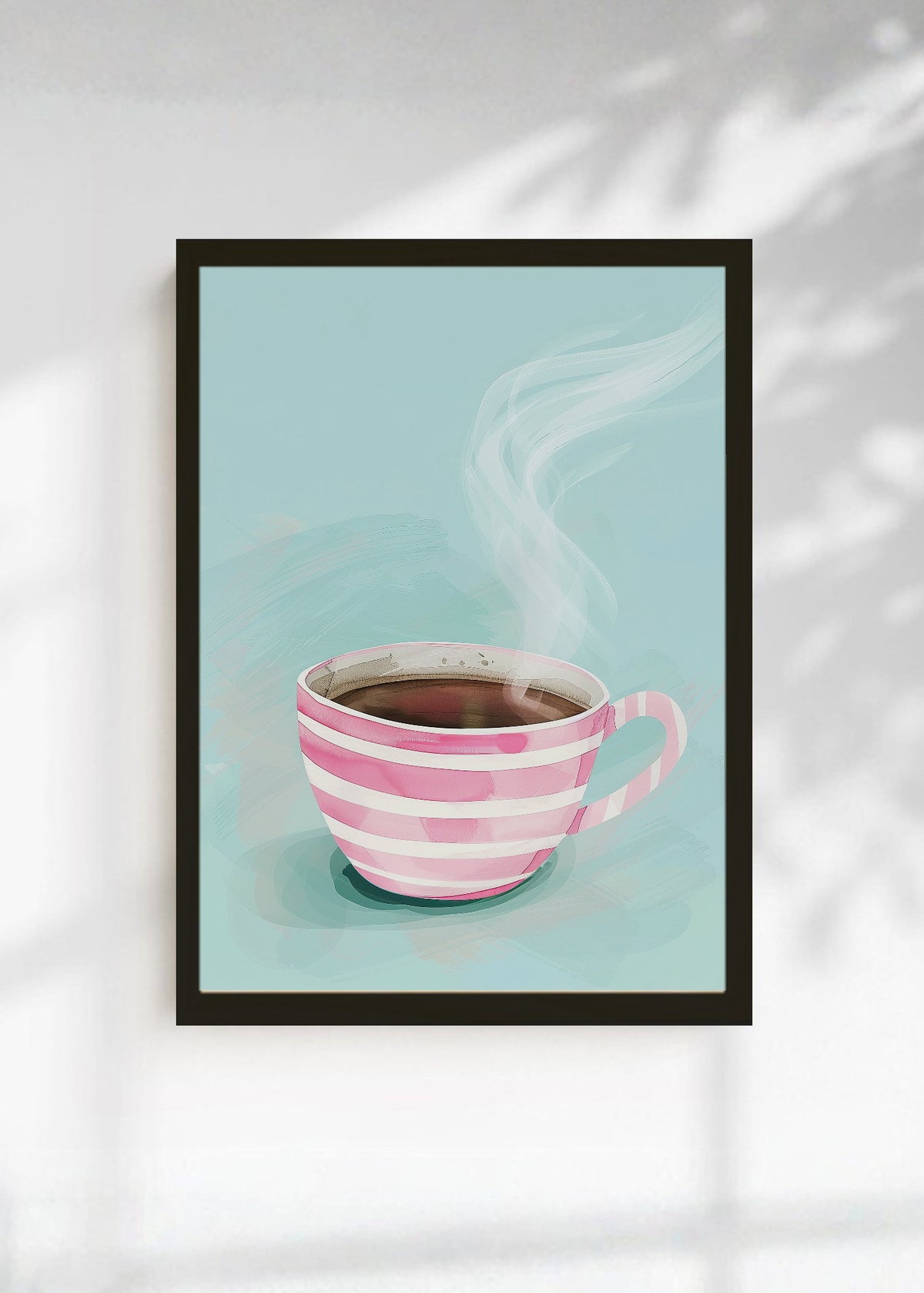 Cuadro Decorativo Trendy, Taza Café Rayas Rosa