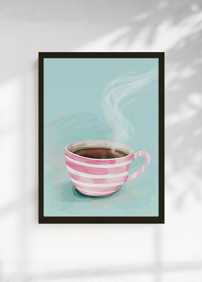 Cuadro Decorativo Trendy, Taza Café Rayas Rosa