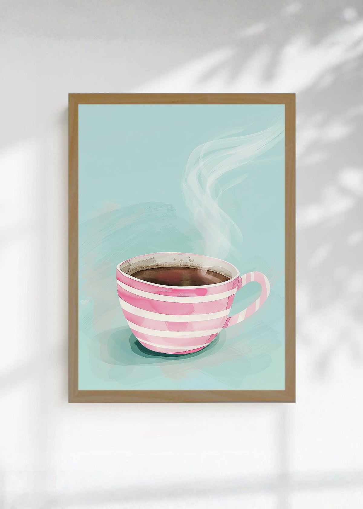 Cuadro Decorativo Trendy, Taza Café Rayas Rosa