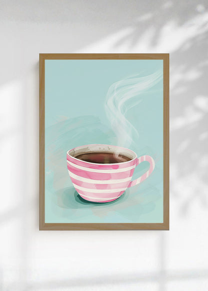 Cuadro Decorativo Trendy, Taza Café Rayas Rosa