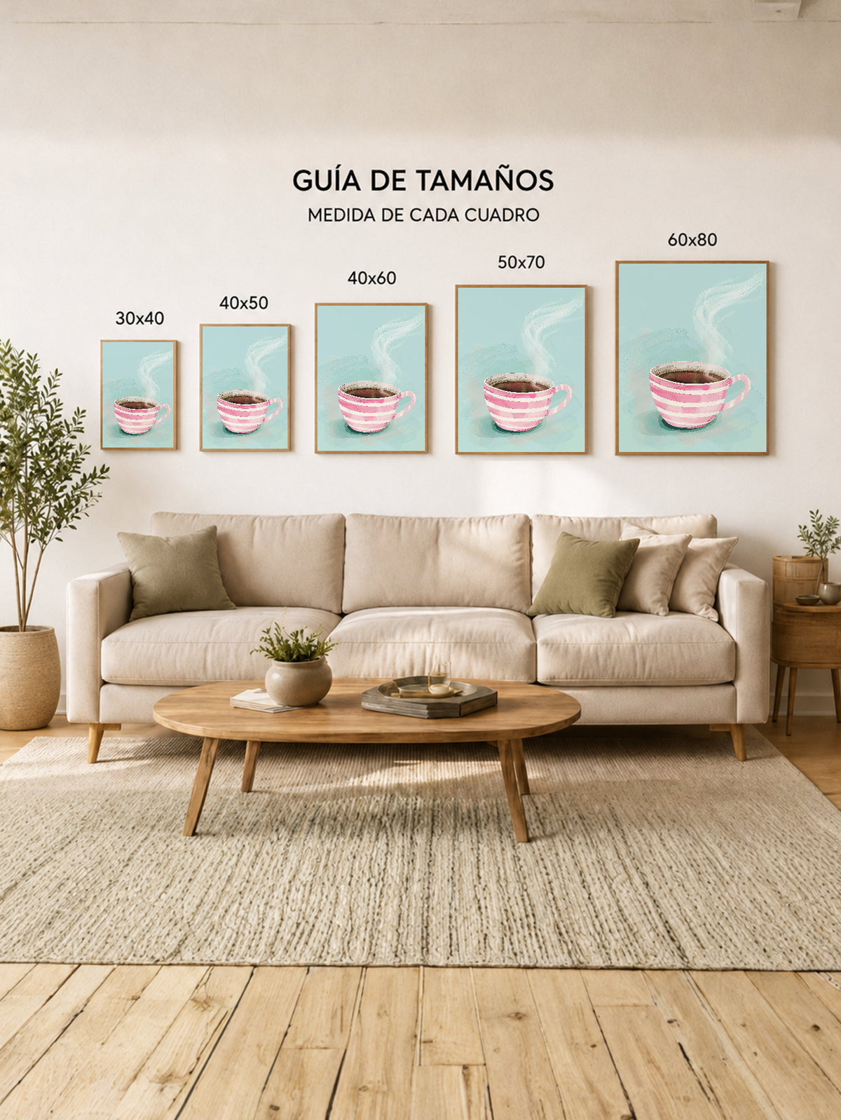 Cuadro Decorativo Trendy, Taza Café Rayas Rosa