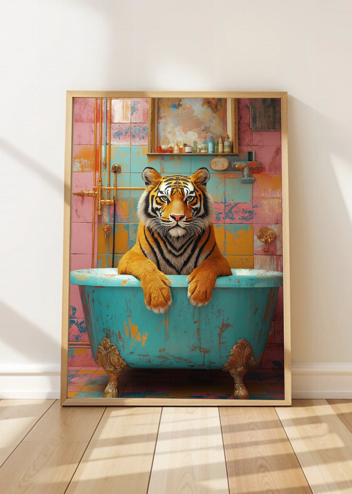 Cuadro Decorativo Trendy, Tigre Bañera Turquesa