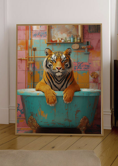 Cuadro Decorativo Trendy, Tigre Bañera Turquesa